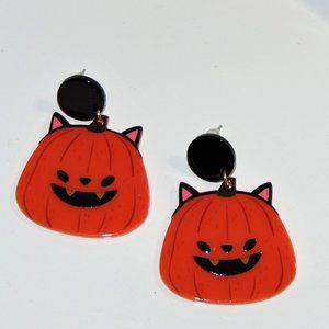 Spooky Pumpkin Design Dangle Earrings...Super Cute!